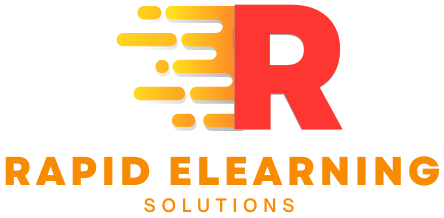 Rapid eLearning Solutions with red R and fast looking font